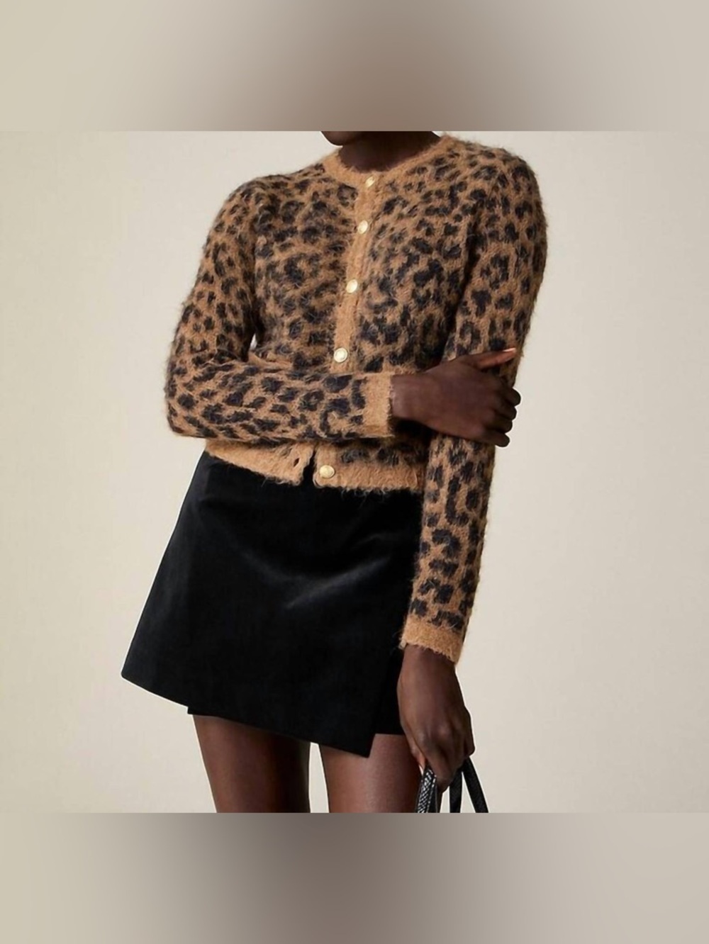 Brushed sweater lady jacket in leopard print size xl